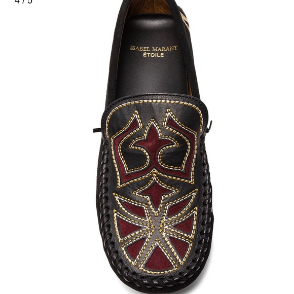 Isabel Marant Etoile Finha Embroidered Velvet Shoes in Black - Picture 3 of 7